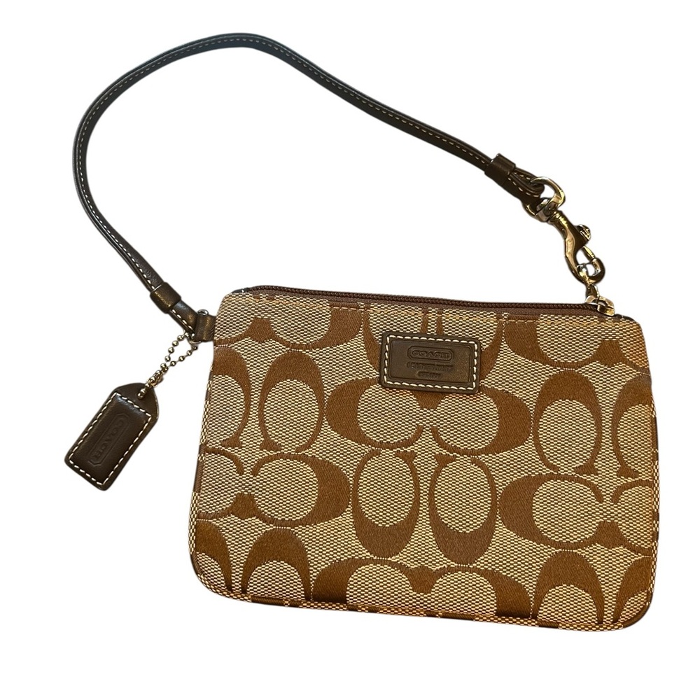 Coach Brown and Tan Wristlet